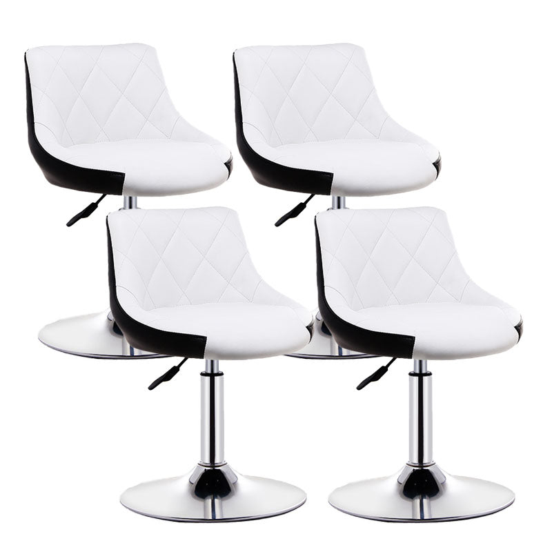 Scandinavian Metal Barstool Low Back Faux Leather Cushion Stool with Iron Base for Bar