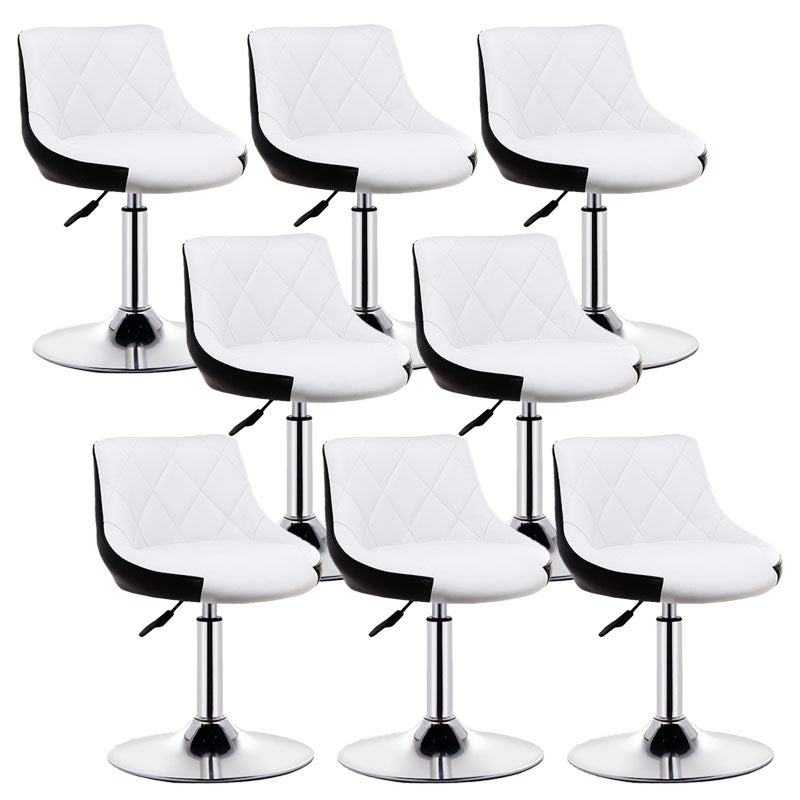 Scandinavian Metal Barstool Low Back Faux Leather Cushion Stool with Iron Base for Bar