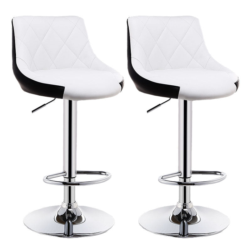 Scandinavian Metal Barstool Low Back Faux Leather Cushion Stool with Iron Base for Bar