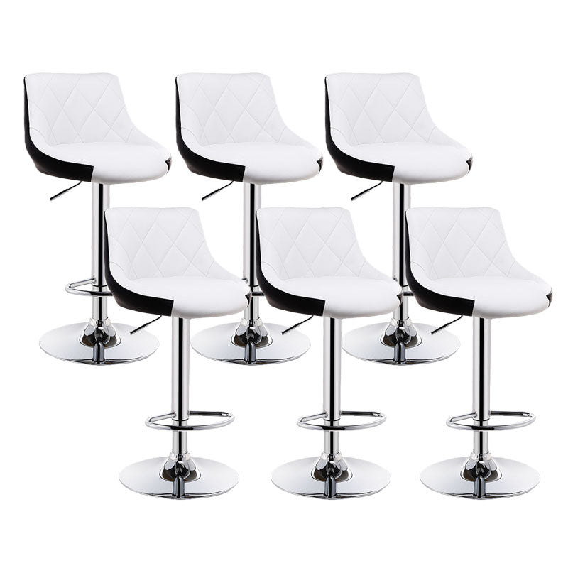 Scandinavian Metal Barstool Low Back Faux Leather Cushion Stool with Iron Base for Bar