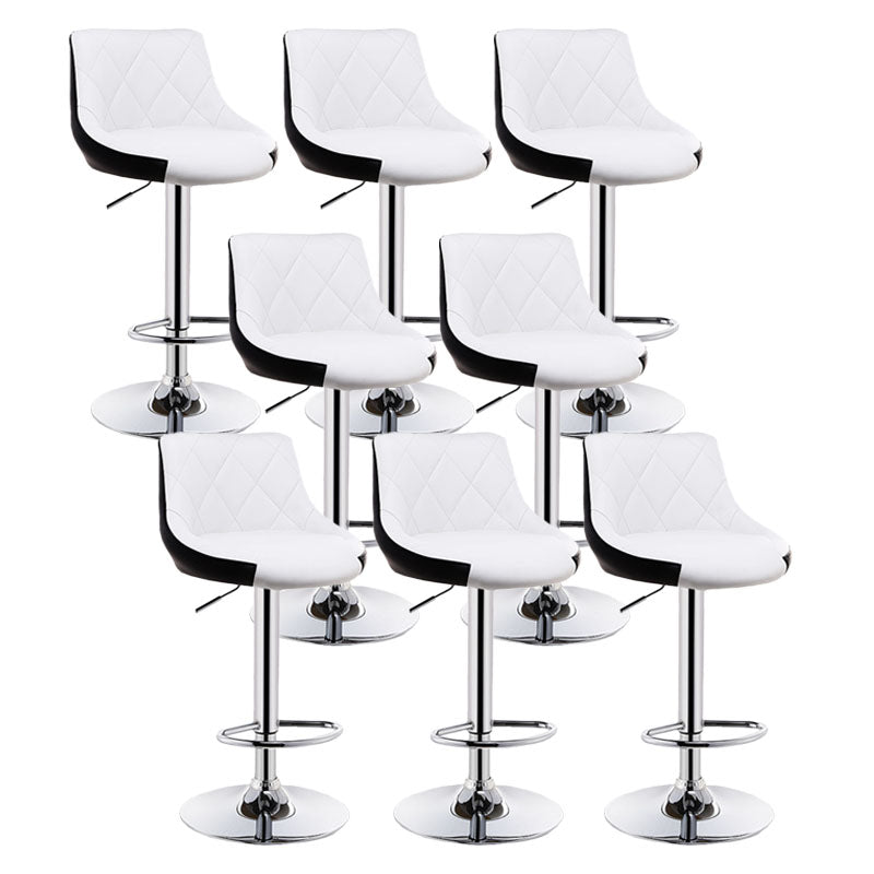 Scandinavian Metal Barstool Low Back Faux Leather Cushion Stool with Iron Base for Bar