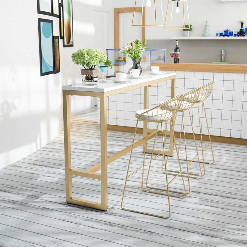 Glam Style Bar Table White Colour Rectangle Bar Dining Table for Living Room