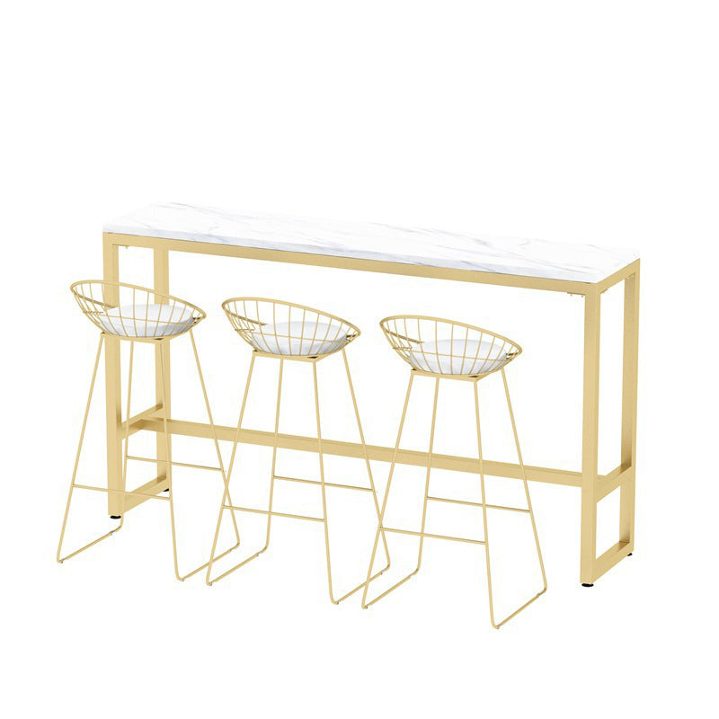 Glam Style Bar Table White Colour Rectangle Bar Dining Table for Living Room