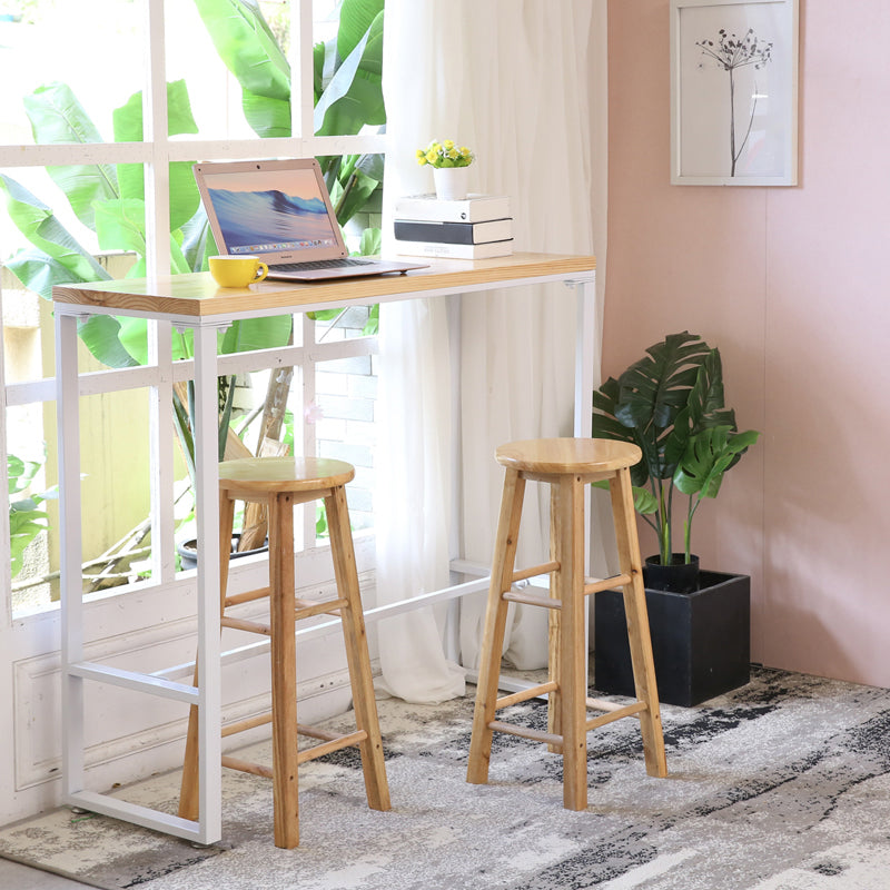Industrial Style Bar Table Rectangle Solid Wood Bistro Bar Desk