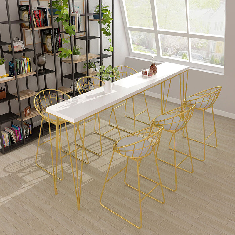 Glam Style Rectangle Bar Table Solid Wood Bar Dining Table with 4 Legs