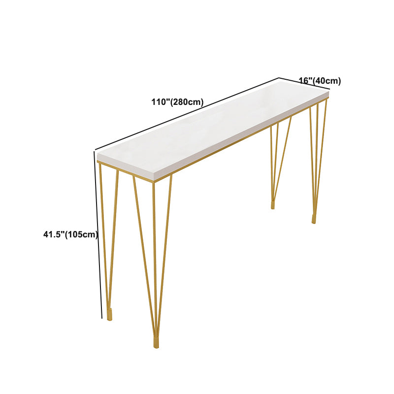 Glam Style Rectangle Bar Table Solid Wood Bar Dining Table with 4 Legs