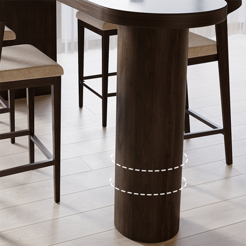 Modern Bar Table Solid Wood Bar Dining Table with Double Pedestal