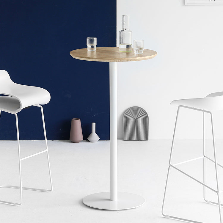 Industrial Bar Height Cocktail Table Pedestal Wood Bistro Bar Desk