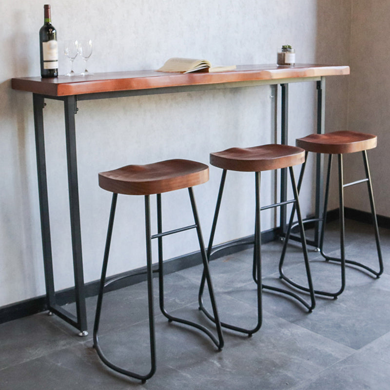 Solid Wood Bar Dining Table Specialty Brown Bar Height Cocktail Table with Sled Base