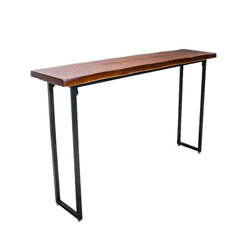 Solid Wood Bar Dining Table Specialty Brown Bar Height Cocktail Table with Sled Base