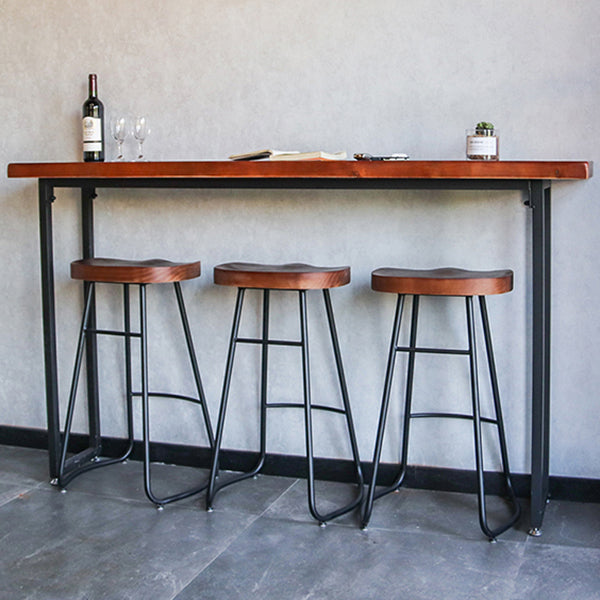 Solid Wood Bar Dining Table Specialty Brown Bar Height Cocktail Table with Sled Base