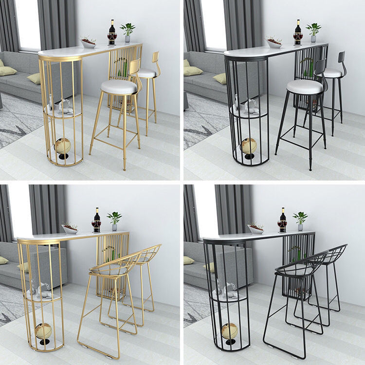 Specialty Pub Table Glam Bar Height Stone Top Bar Table for Living Room