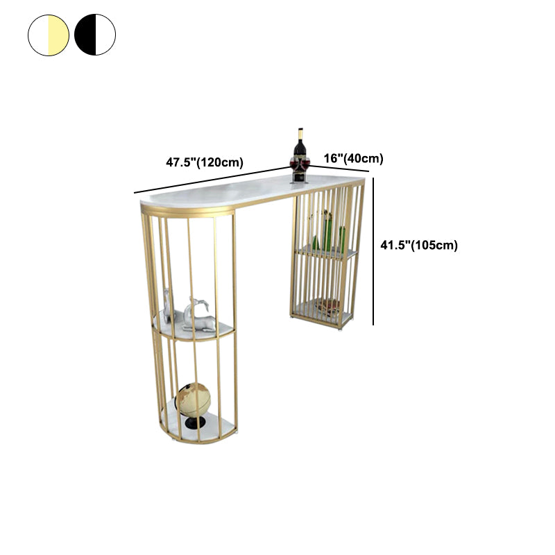 Specialty Pub Table Glam Bar Height Stone Top Bar Table for Living Room
