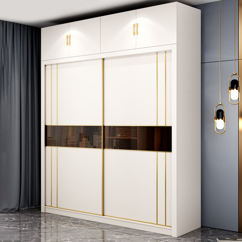 Contemporary Wooden Wardrobe White Wardrobe Closet with Sliding Door
