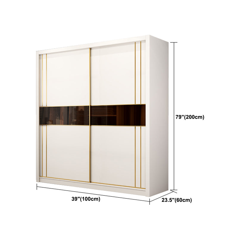 Contemporary Wooden Wardrobe White Wardrobe Closet with Sliding Door