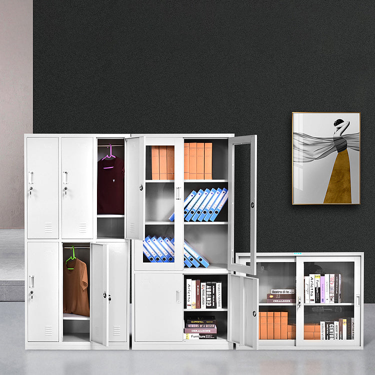 Contemporary White Wardrobe Cabinet Steel Wardrobe Armoire for Home