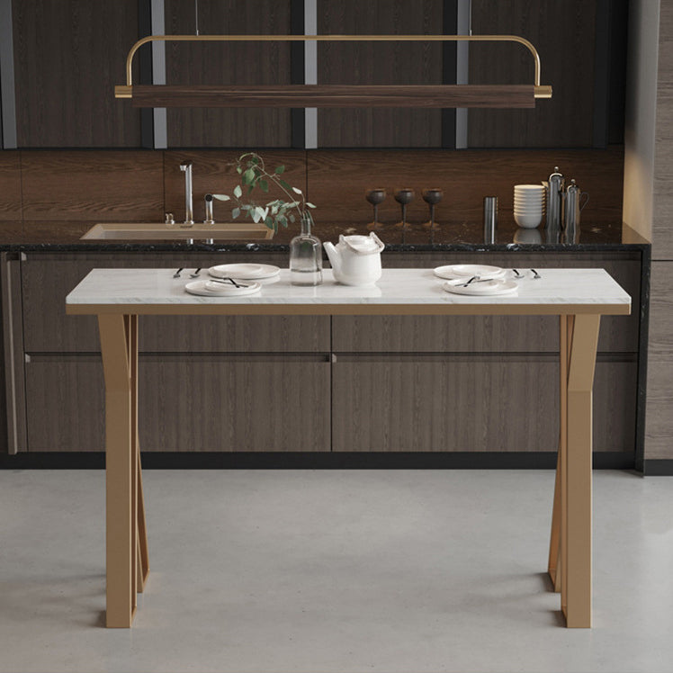 Glam Metal Bar Table Set 1/2/5 Pieces Rectangle Bar Table with High Stools