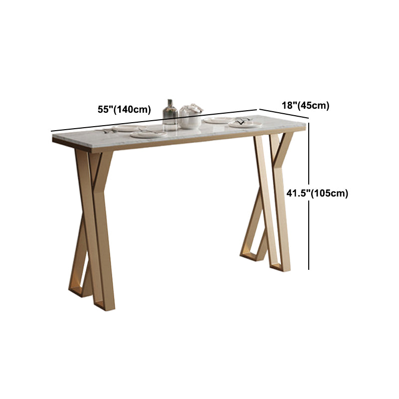 Glam Metal Bar Table Set 1/2/5 Pieces Rectangle Bar Table with High Stools