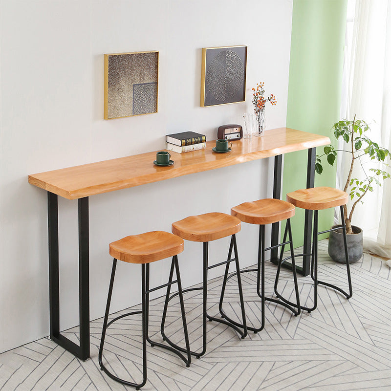 Modern 1/2/5 Pieces Wood Bar Table Set Rectangle Bar Table with High Stools for Kitchen