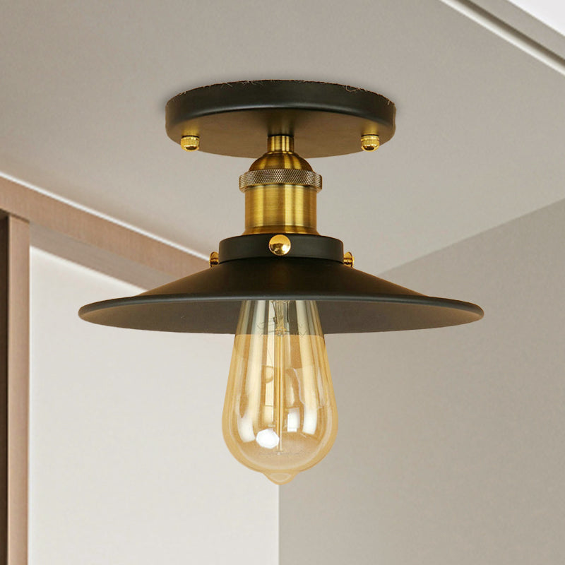 Loft soucoupe Semi-encastré, éclairage de plafond métallique à 1 ampoule, noir/blanc, pour cuisine