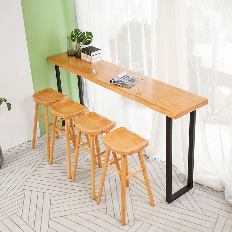 Modern 1/2/5 Pieces Wood Bar Table Set Rectangle Bar Table with High Stools for Kitchen