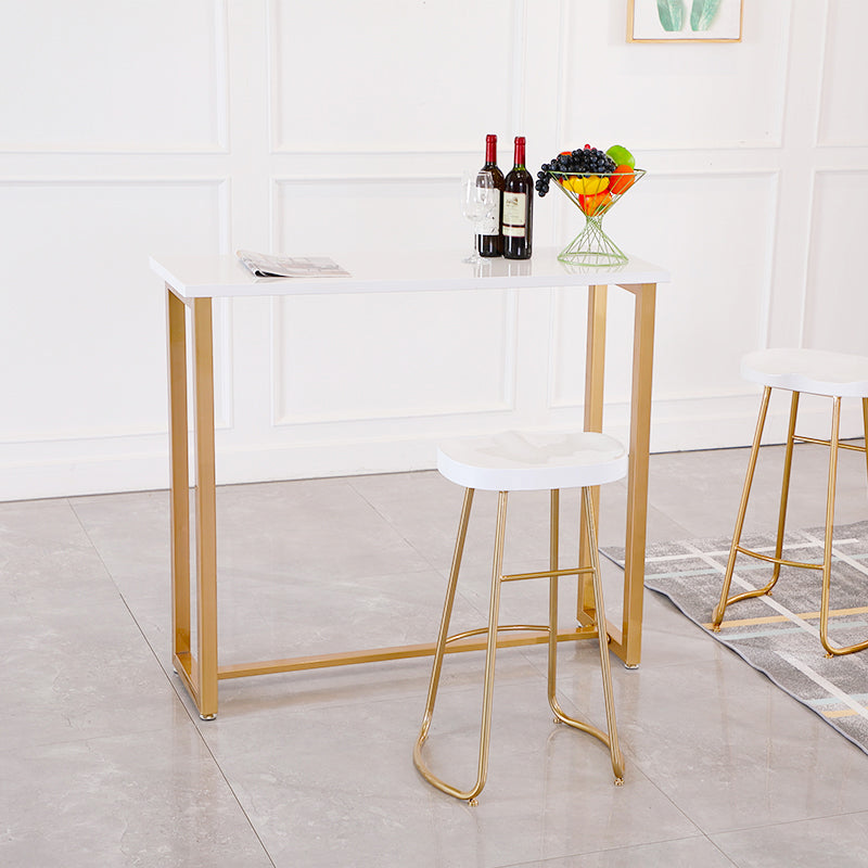 Glam Trestle Bar Table Set 1/2/3 Pieces Rectangle Wood Counter Height Set in White