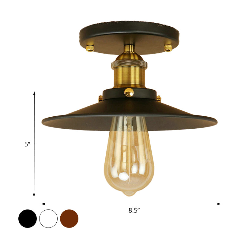 Platillo Loft, iluminación de montaje semiempotrado, 1 bombilla, lámpara de techo metálica en negro/blanco para cocina