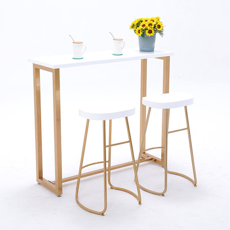 Glam Trestle Bar Table Set 1/2/3 Pieces Rectangle Wood Counter Height Set in White