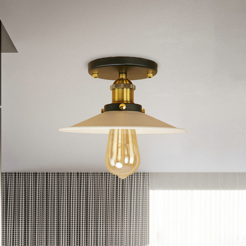 Loft soucoupe Semi-encastré, éclairage de plafond métallique à 1 ampoule, noir/blanc, pour cuisine