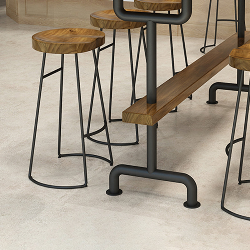 Industrial Wood Bar Set Wood 1/2/4/7/9 Pieces Rectangle Trestle Bistro Set in Natural