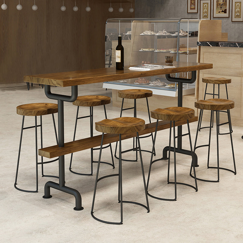 Industrial Wood Bar Set Wood 1/2/4/7/9 Pieces Rectangle Trestle Bistro Set in Natural