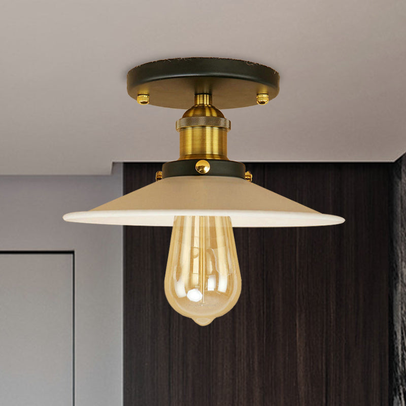 Platillo Loft, iluminación de montaje semiempotrado, 1 bombilla, lámpara de techo metálica en negro/blanco para cocina