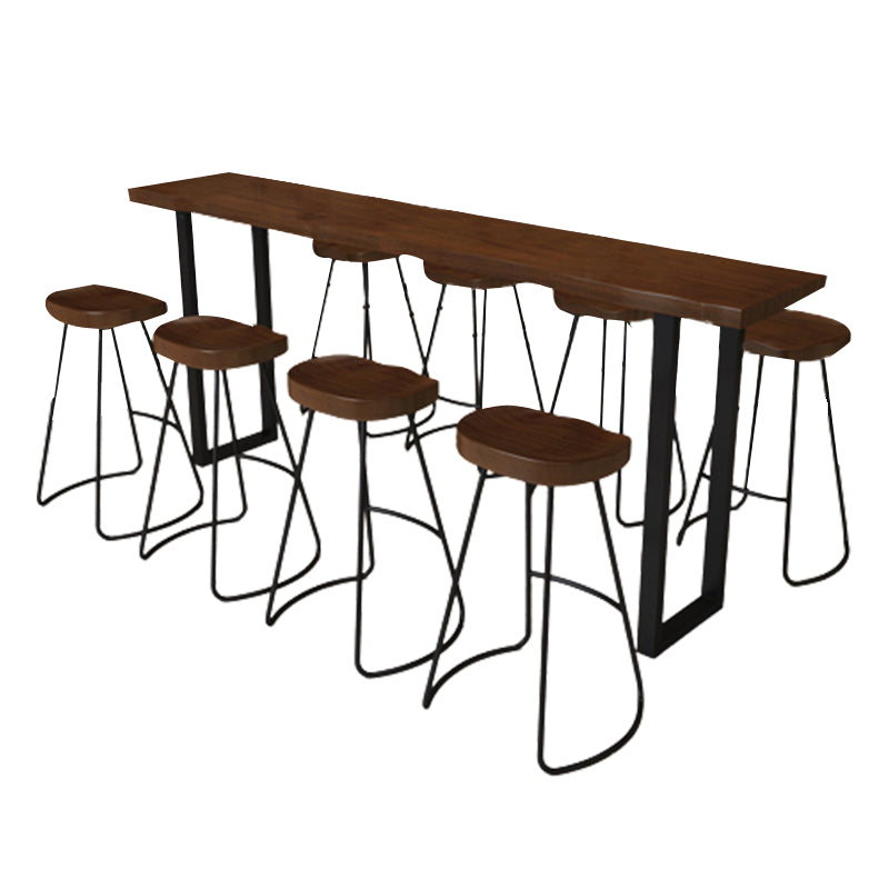 Glam Wood Pub Dining Set 1/2/5/7/9 Pieces Shop Bar Pub Table Set in Brown