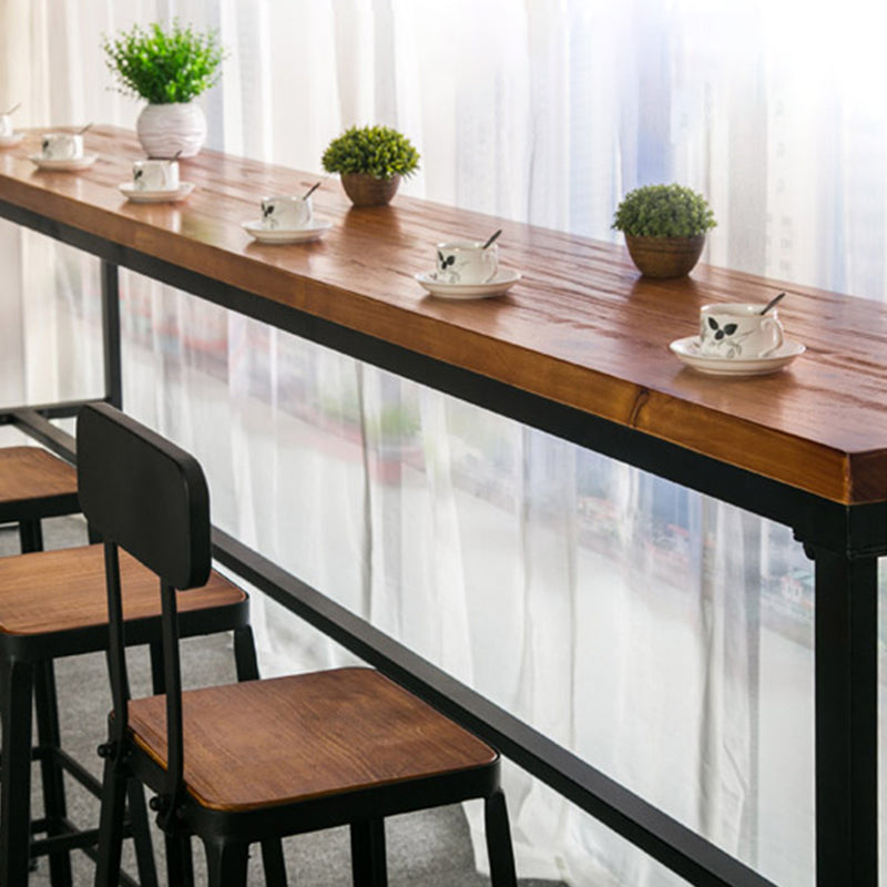 Modern Style Bar Table Set 1/7 Pieces Rectangle Wood Counter Table with Stools