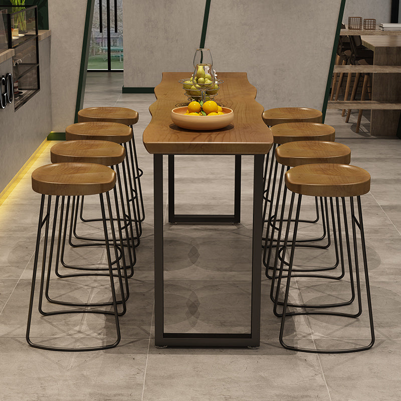 Modern 1/9 Pieces Bar Table Set Rectangle Wood Counter Table with High Stools for Balcony
