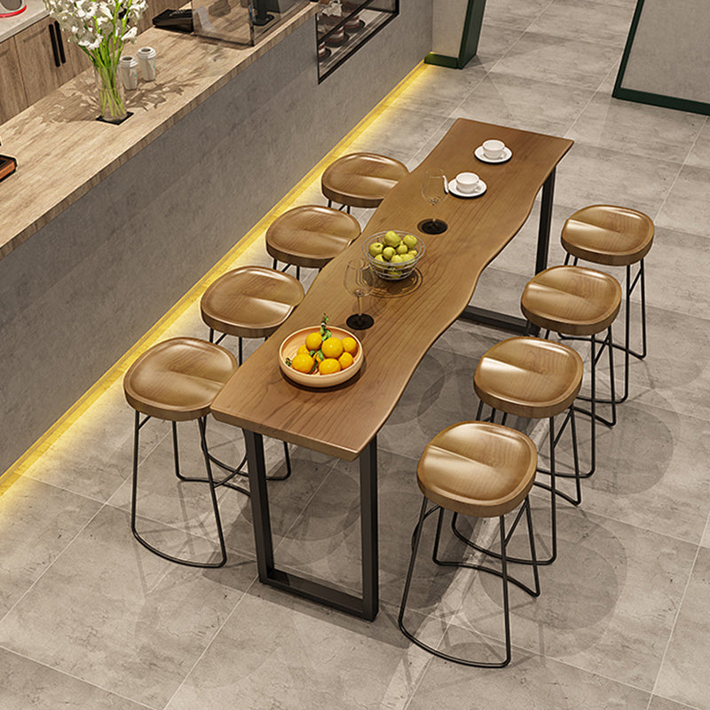 Modern 1/9 Pieces Bar Table Set Rectangle Wood Counter Table with High Stools for Balcony