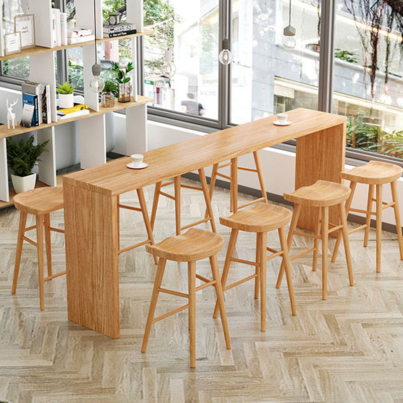 Luxurious Rectangle Pub Table Set 1/5/9 Pieces Wooden Counter Table with Backless Stools