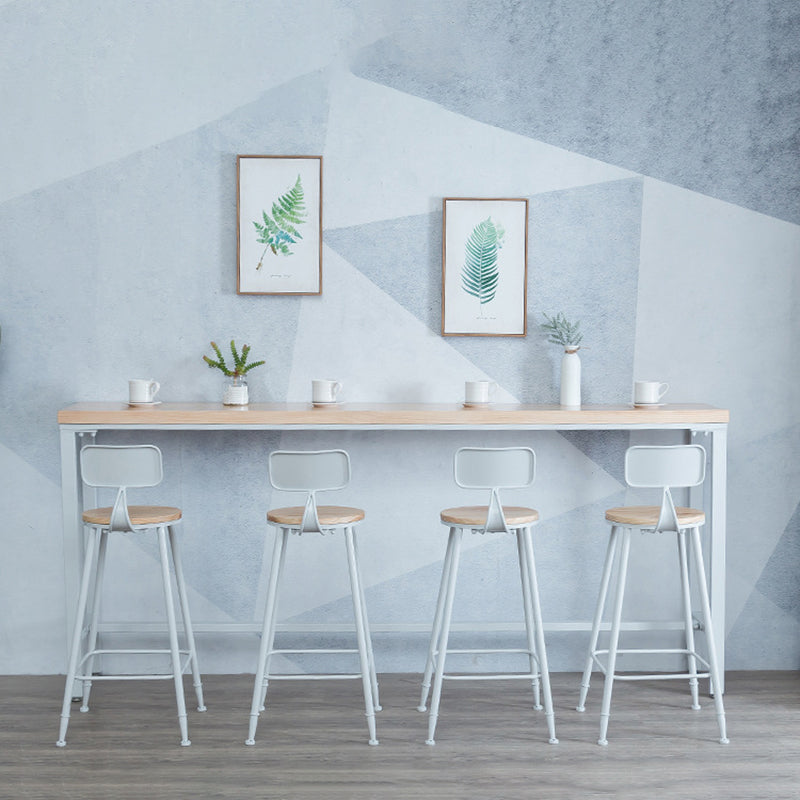 1/5 Pieces Industrial Rectangle Bar Table Set Wooden Counter Table with High Stools