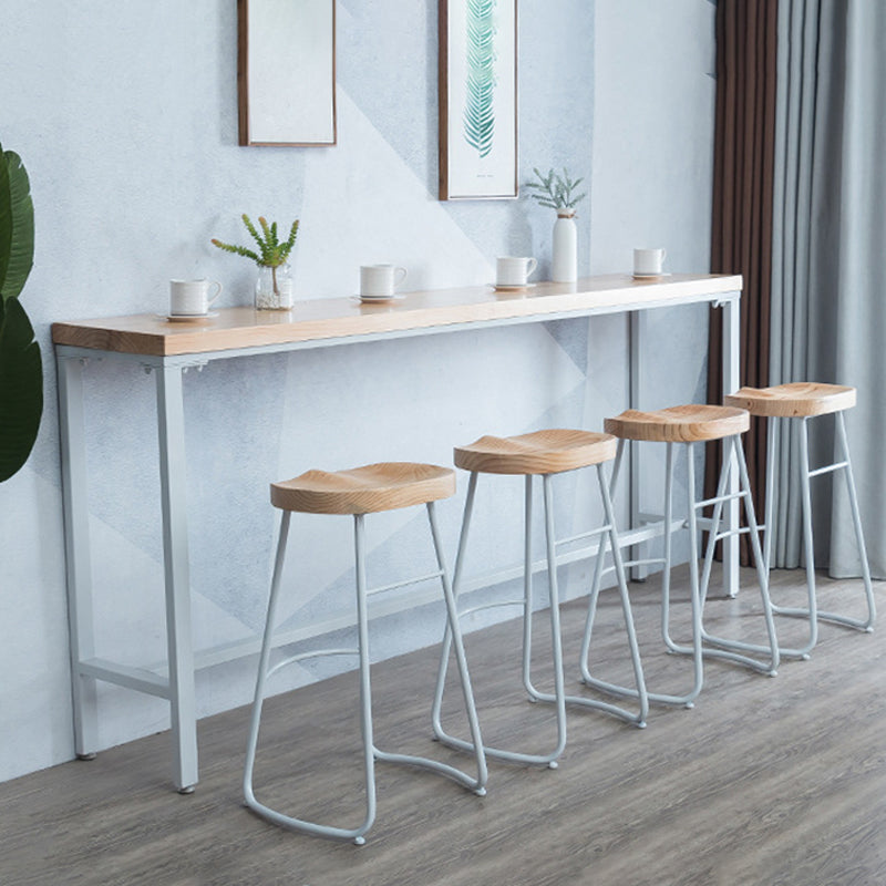 1/5 Pieces Industrial Rectangle Bar Table Set Wooden Counter Table with High Stools