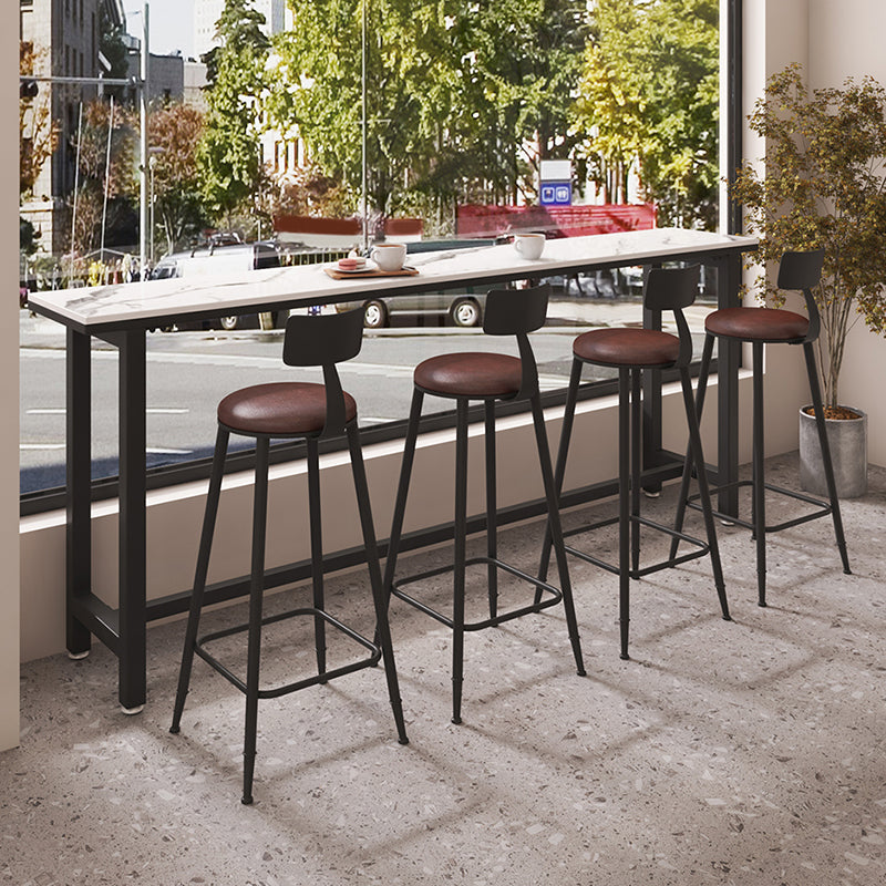 Modern 1/5 Pieces Bar Table Set Rectangle Stone Counter Table with Stools for Cafe