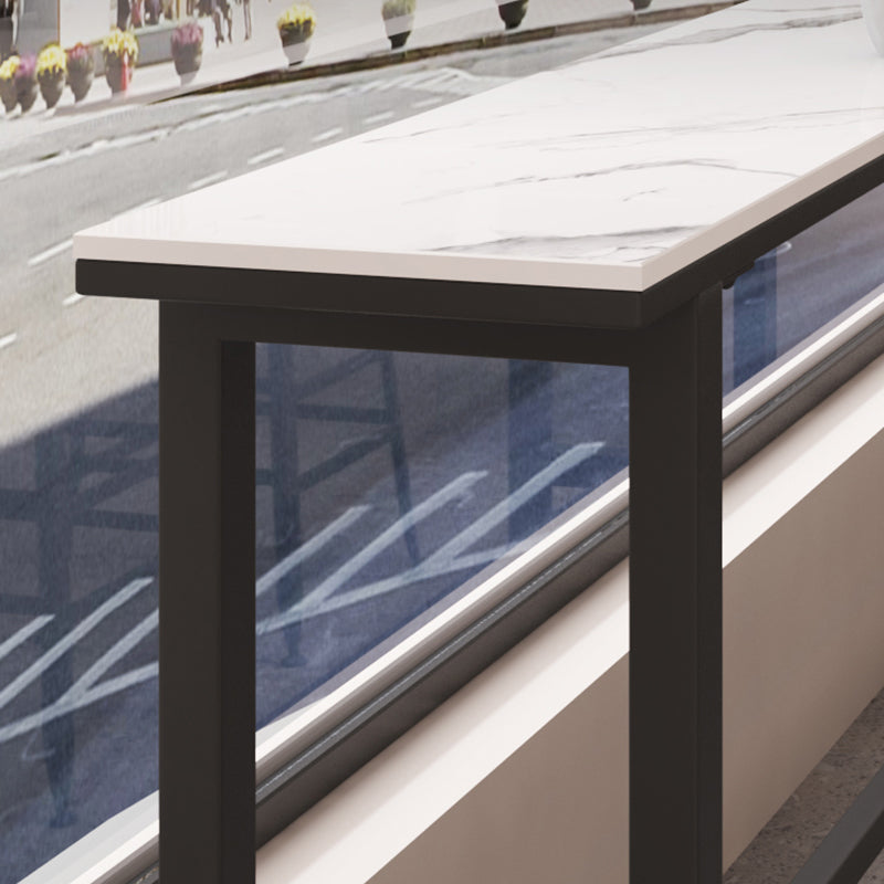 Modern 1/5 Pieces Bar Table Set Rectangle Stone Counter Table with Stools for Cafe