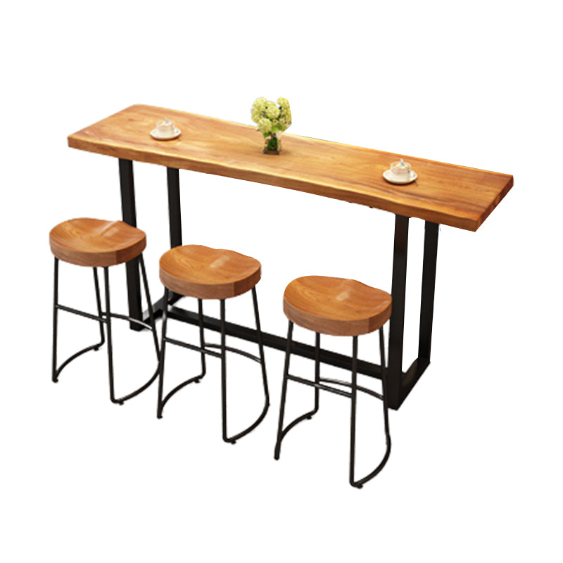 Industrial Rectangle Pub Table Set 1/4/7 Pieces Wooden Counter Table with Backless Stools