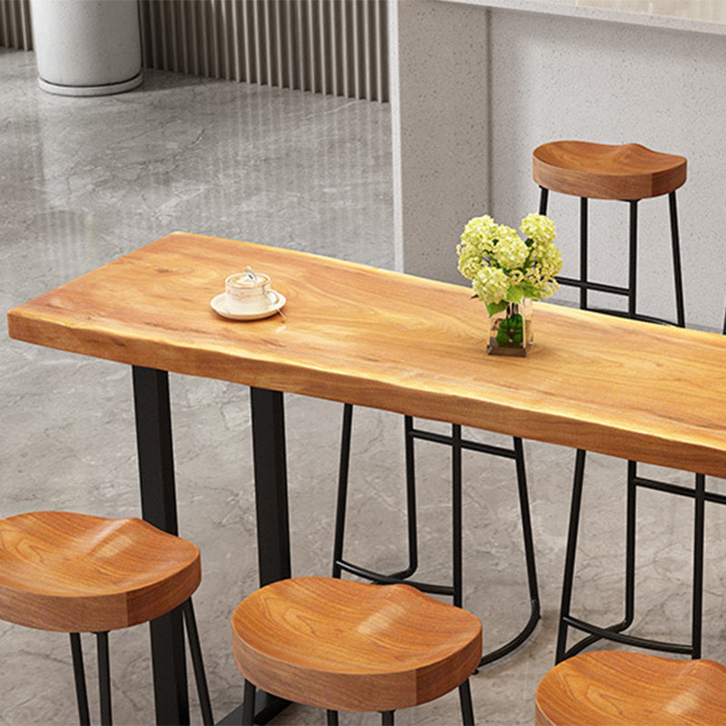 Industrial Rectangle Pub Table Set 1/4/7 Pieces Wooden Counter Table with Backless Stools