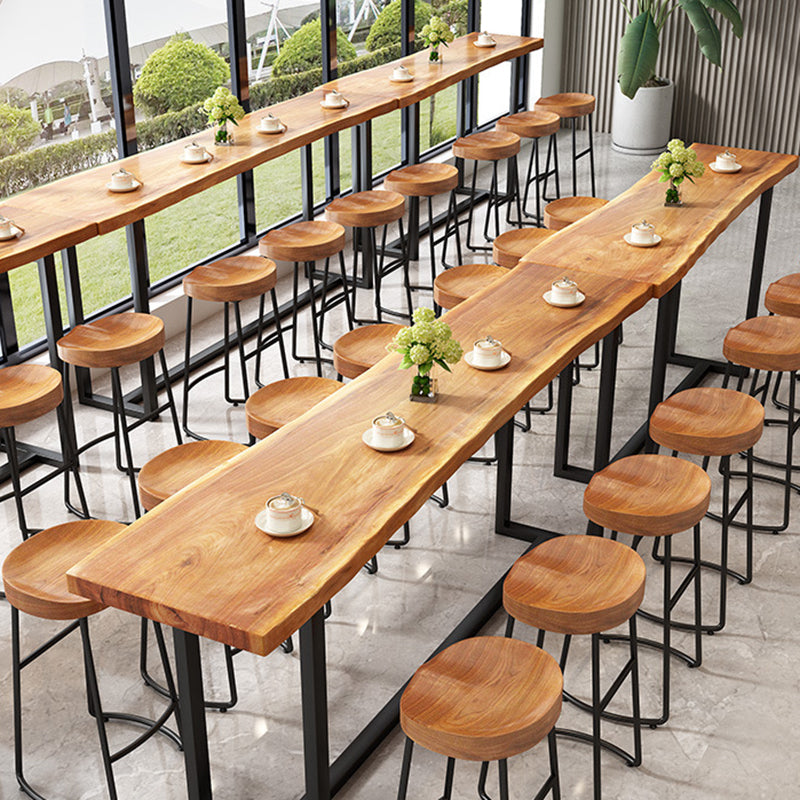 Industrial Rectangle Pub Table Set 1/4/7 Pieces Wooden Counter Table with Backless Stools
