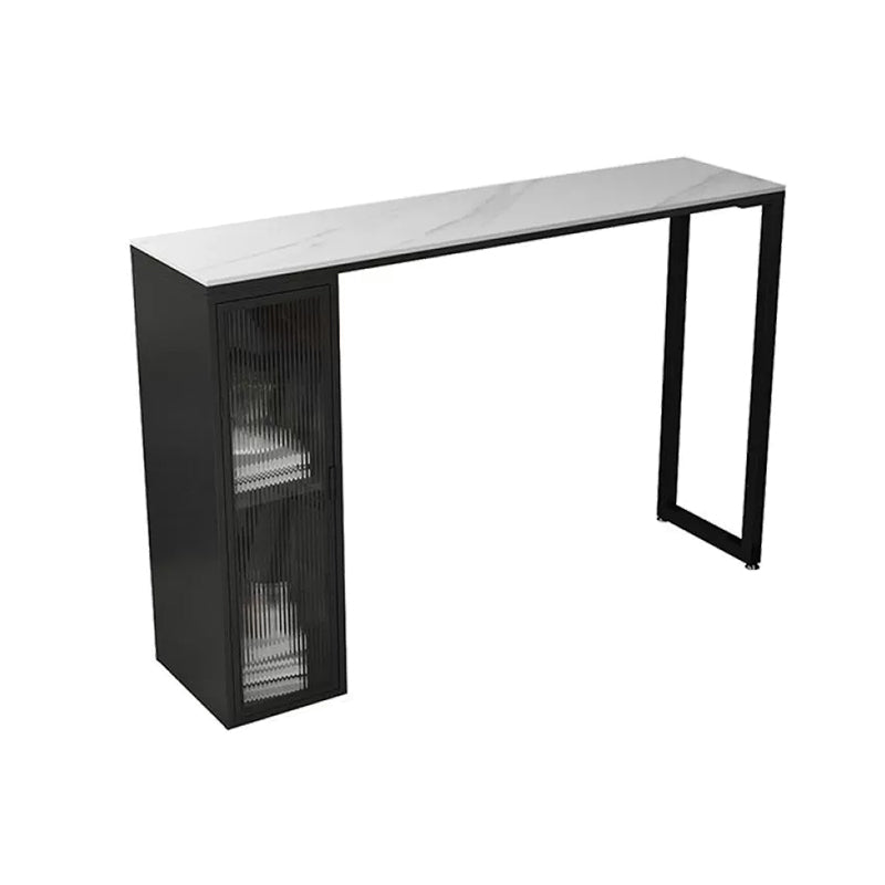 Modern 1/5 Pieces Bar Table Set Rectangle Stone Counter Table with Stools for Dining Room