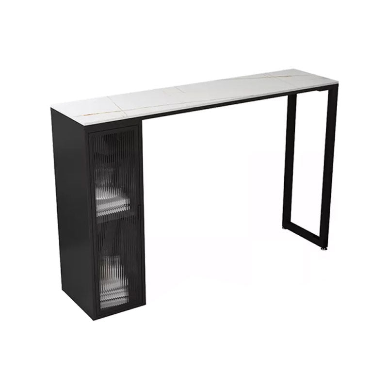 Modern 1/5 Pieces Bar Table Set Rectangle Stone Counter Table with Stools for Dining Room