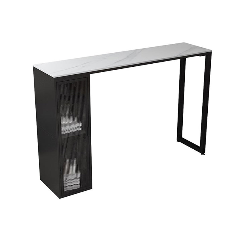 Modern 1/5 Pieces Bar Table Set Rectangle Stone Counter Table with Stools for Dining Room