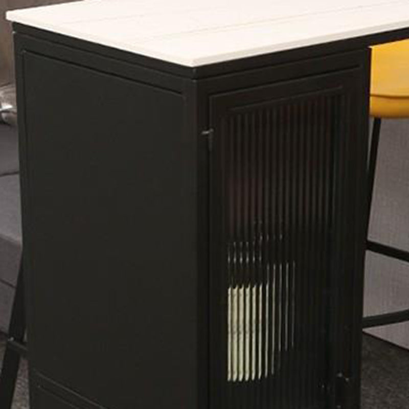 Modern 1/5 Pieces Bar Table Set Rectangle Stone Counter Table with Stools for Dining Room