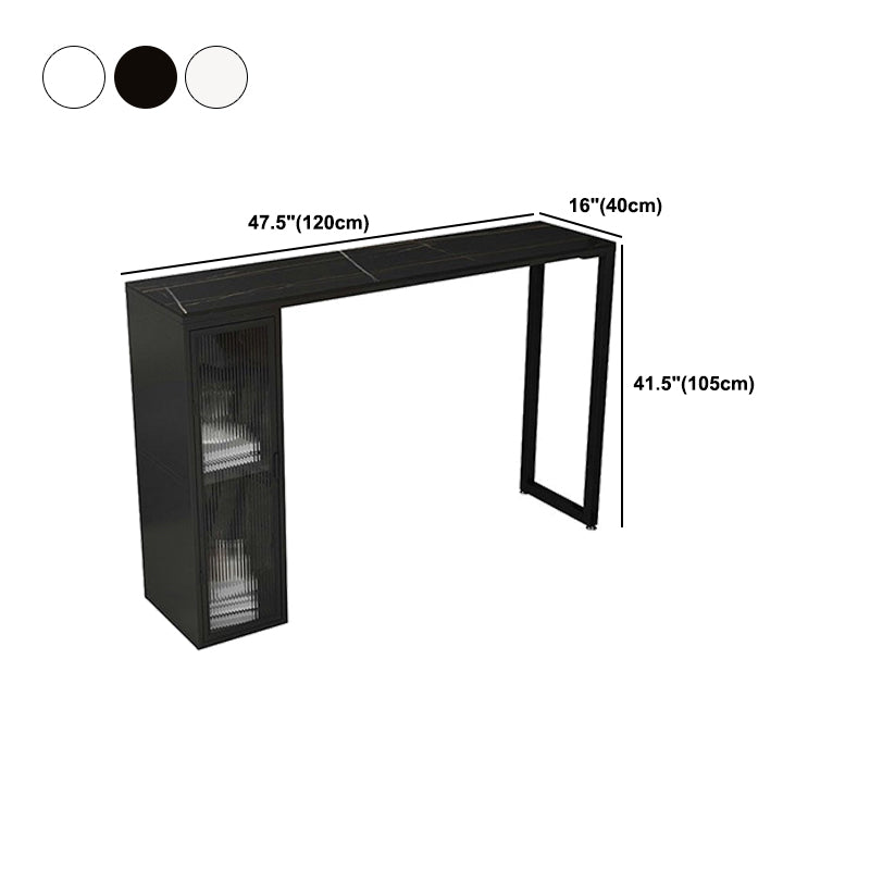 Modern 1/5 Pieces Bar Table Set Rectangle Stone Counter Table with Stools for Dining Room