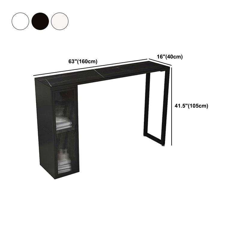 Modern 1/5 Pieces Bar Table Set Rectangle Stone Counter Table with Stools for Dining Room